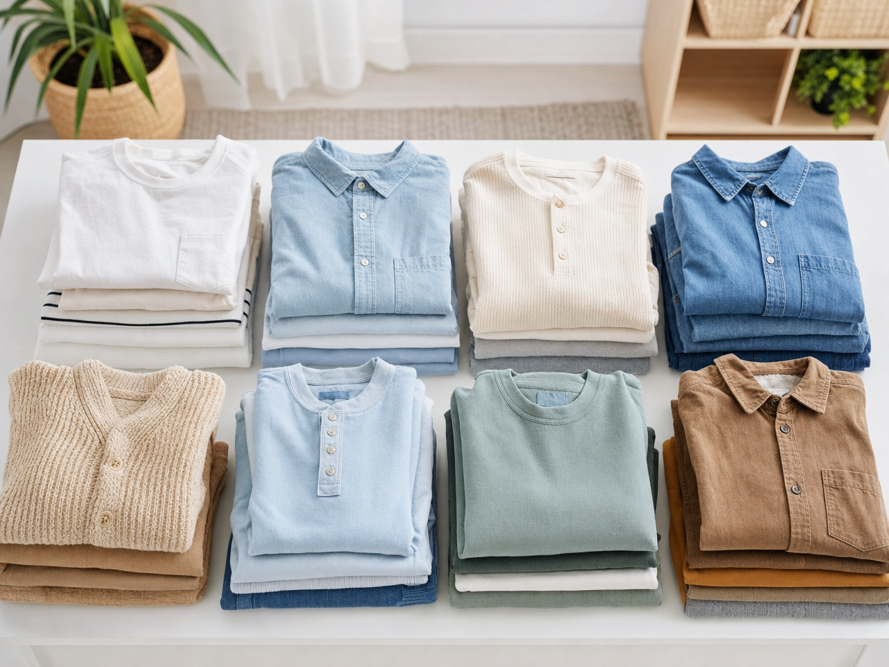 Ropa diaria doblada con precisión